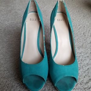 Turquoise Open-Toe Heels by ELLE